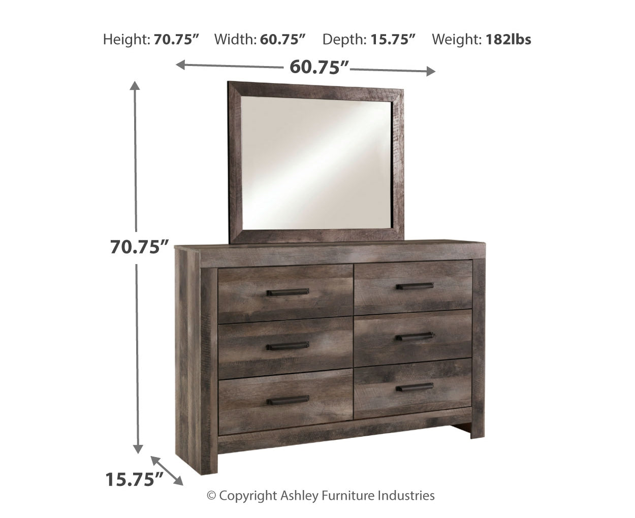 Wynnlow King Panel Bed with Mirrored Dresser, Chest and Nightstand