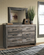Wynnlow Queen Crossbuck Panel Bed with Mirrored Dresser