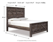 Wynnlow Queen Crossbuck Panel Bed with Mirrored Dresser