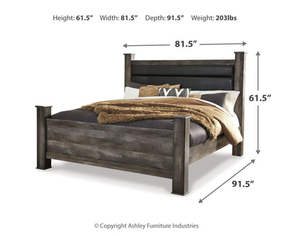 Wynnlow King Poster Bed with Mirrored Dresser, Chest and Nightstand