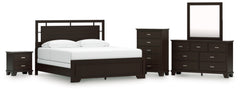Covetown California King Panel Bed, Dresser, Mirror, Chest and Nightstand