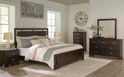 Covetown Queen Panel Bed with Mirrored Dresser and Nightstand