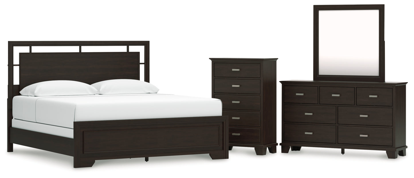 Covetown King Panel Bed, Dresser, Mirror and Chest