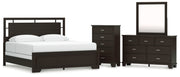 Covetown King Panel Bed, Dresser, Mirror and Chest
