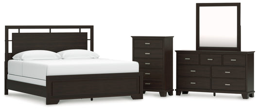 Covetown King Panel Bed, Dresser, Mirror and Chest