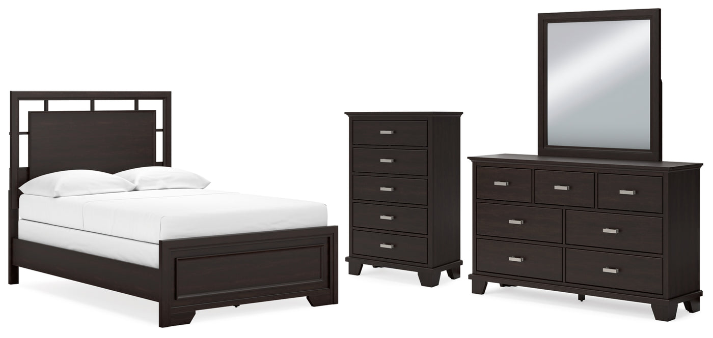 Covetown Full Panel Bed, Dresser, Mirror and Chest