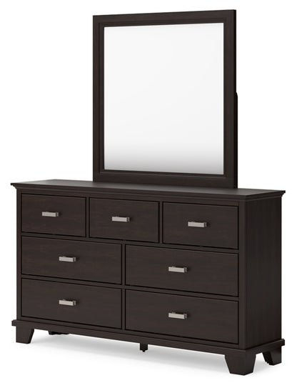 Covetown California King Panel Bed, Dresser, Mirror, Chest and Nightstand