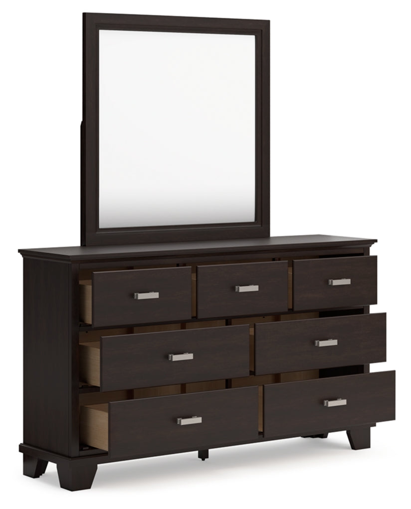 Covetown California King Panel Bed, Dresser, Mirror, Chest and Nightstand