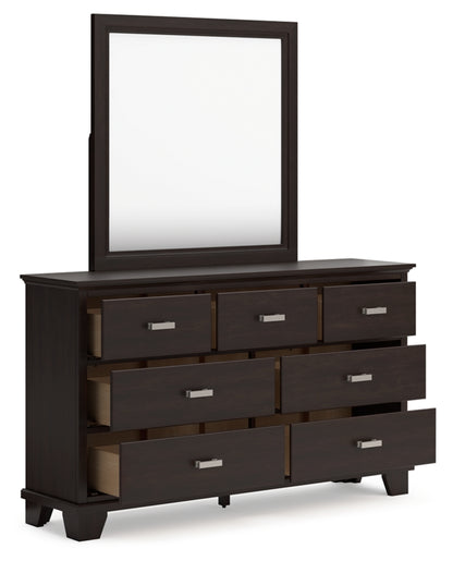 Covetown California King Panel Bed, Dresser, Mirror, Chest and Nightstand