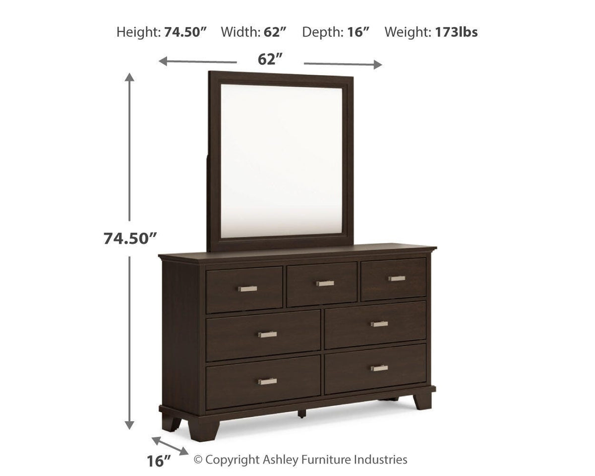 Covetown Queen Panel Bed with Mirrored Dresser and Nightstand
