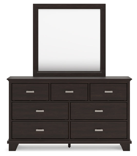 Covetown California King Panel Bed, Dresser, Mirror, Chest and Nightstand