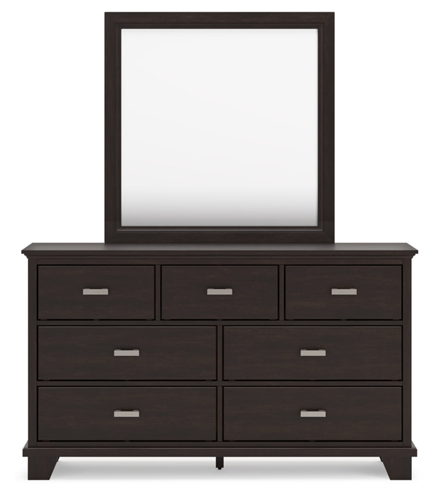 Covetown California King Panel Bed, Dresser, Mirror and Chest