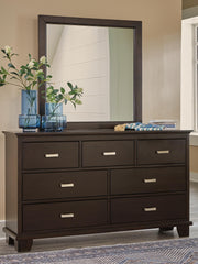 Covetown Queen Panel Bed with Mirrored Dresser and Nightstand