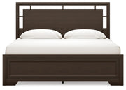 Covetown King Panel Bed with Mirrored Dresser and Nightstand