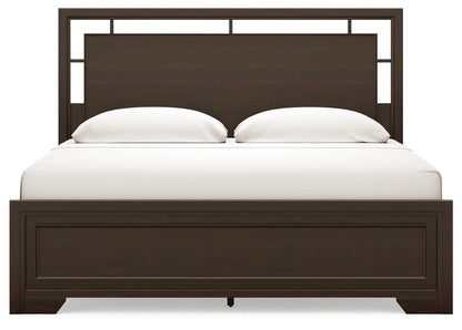 Covetown King Panel Bed with Mirrored Dresser and Nightstand