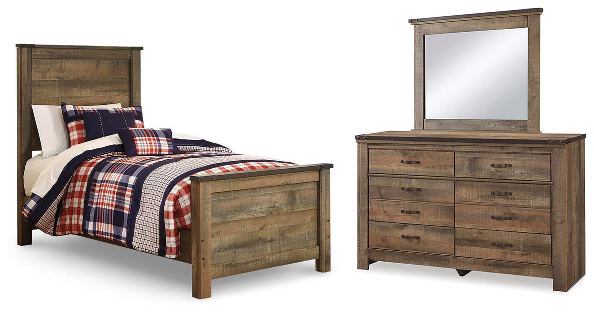 Trinell Twin Panel Bed, Dresser and Mirror