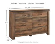 Trinell King/California King Panel Headboard Bed with Mirrored Dresser and Chest
