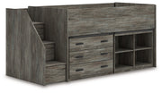Frandern Twin Loft  Bed with Bookcase and Drawer Storage