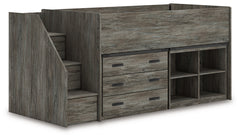 Frandern Twin Loft  Bed with Bookcase and Drawer Storage