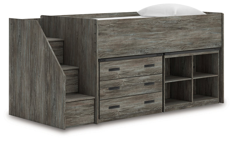 Frandern Twin Loft  Bed with Bookcase and Drawer Storage