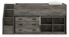 Frandern Twin Loft  Bed with Bookcase and Drawer Storage