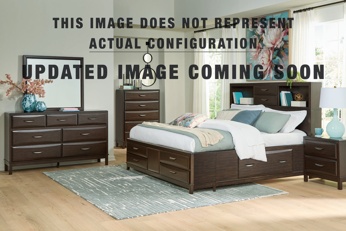 Vanmore California King Storage Bed, Dresser, Mirror and Nightstand