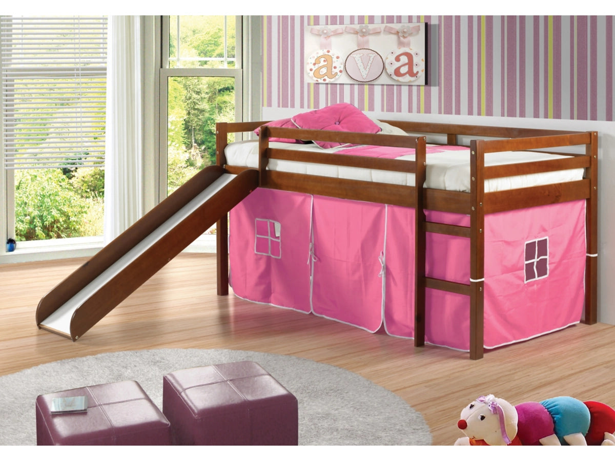 Cama tipo loft doble con tobogán