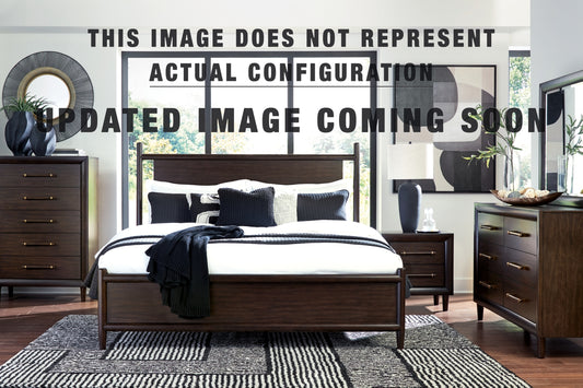 Dantenton California King Panel Bed. Dresser, Mirror and Nightstand