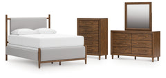 Lyncott Queen Upholstered Panel Bed, Dresser, Mirror and Chest