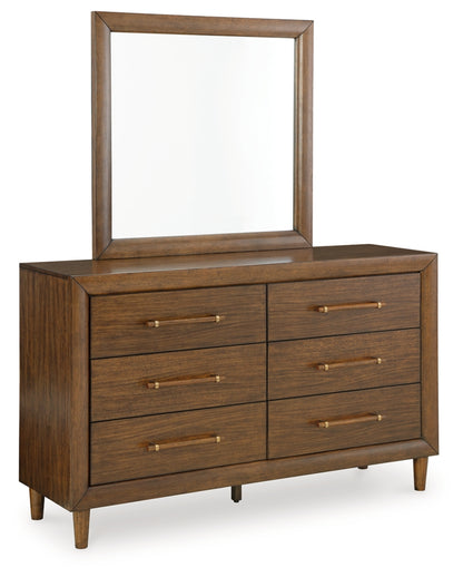 Lyncott Queen Upholstered Panel Bed, Dresser, Mirror, Chest and Nightstand