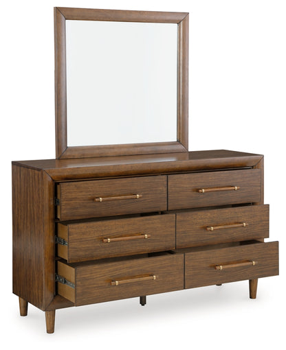 Lyncott Queen Upholstered Panel Bed, Dresser, Mirror, Chest and Nightstand