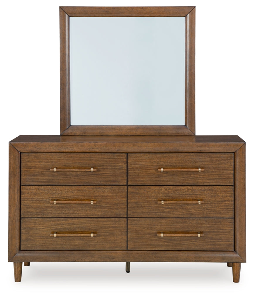 Lyncott King Upholstered Bed with Mirrored Dresser and Nightstand