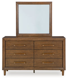 Lyncott Queen Upholstered Panel Bed, Dresser, Mirror, Chest and Nightstand