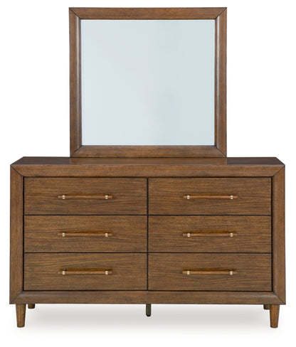Lyncott Queen Upholstered Bed with Mirrored Dresser and Nightstand