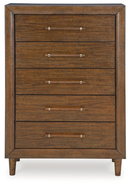 Lyncott Queen Upholstered Panel Bed, Dresser, Mirror and Chest