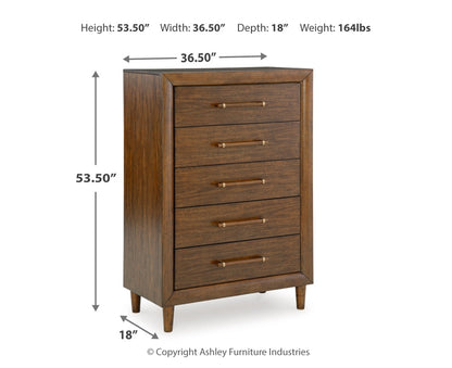 Lyncott Queen Upholstered Panel Bed, Dresser, Mirror and Chest