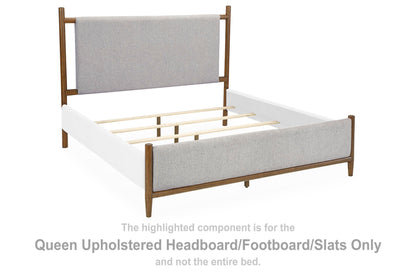 Lyncott Queen Upholstered Bed with Mirrored Dresser and Nightstand