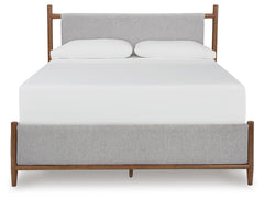 Lyncott California King Upholstered Bed with Mirrored Dresser