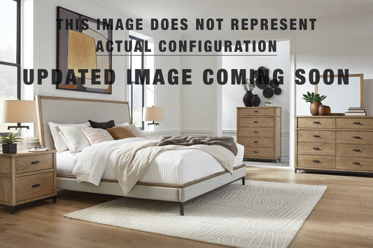 Tomtyn King Upholstered Bed, Dresser, Mirror and Nightstand