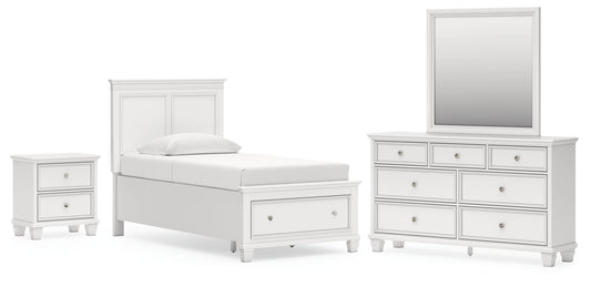 Fortman Twin Panel Storage Bed, Dresser, Mirror and Nightstand