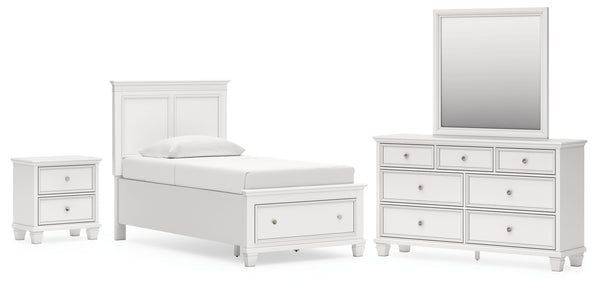 Fortman Twin Panel Storage Bed, Dresser, Mirror and Nightstand