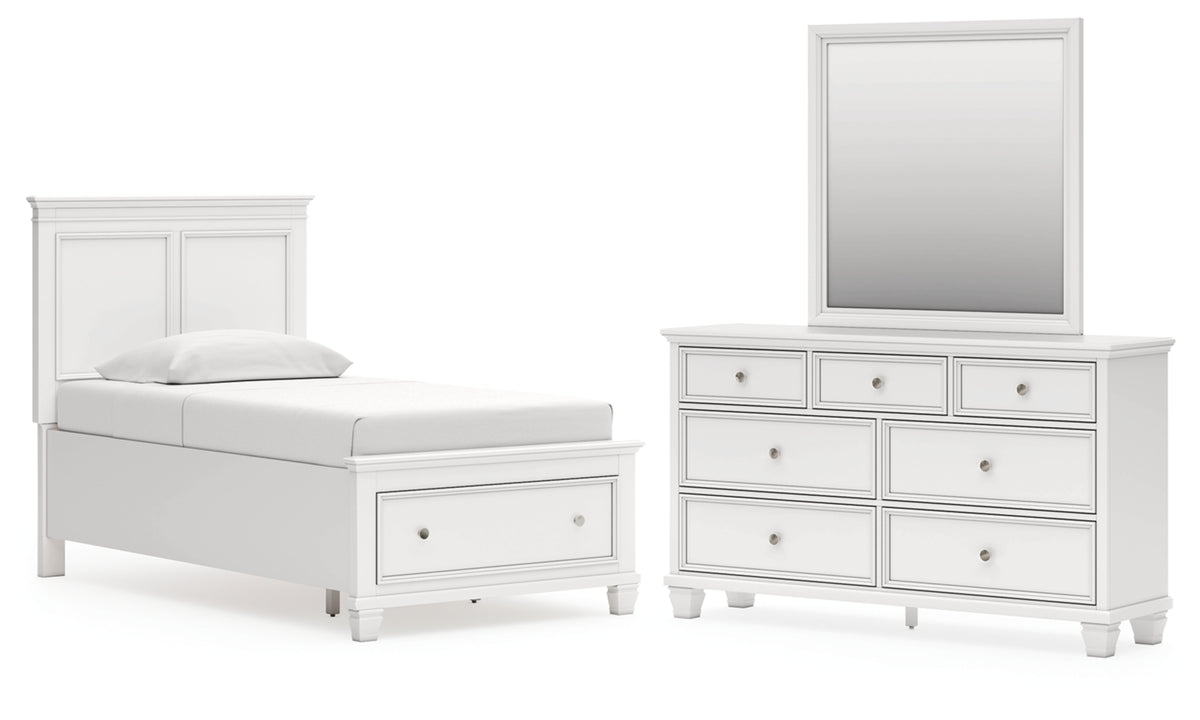 Fortman Twin Panel Storage Bed, Dresser and Mirror