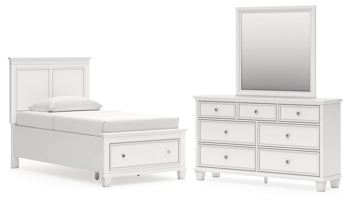 Fortman Twin Panel Storage Bed, Dresser and Mirror