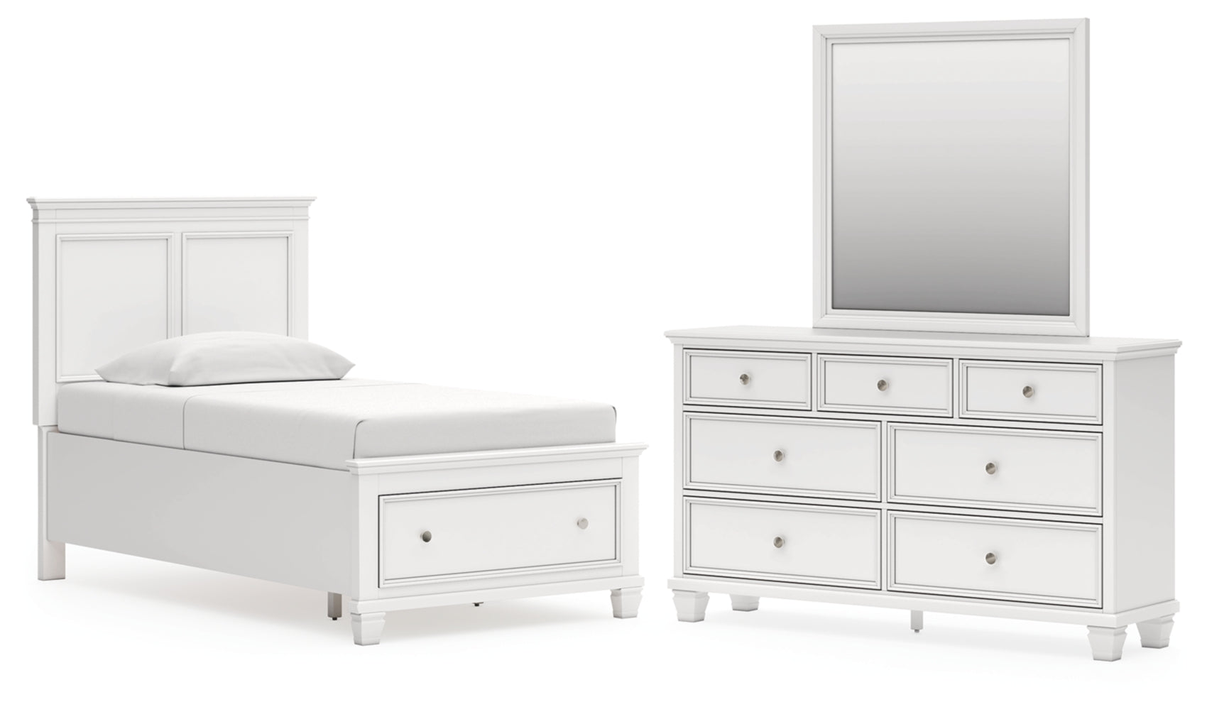 Fortman Twin Panel Storage Bed, Dresser and Mirror