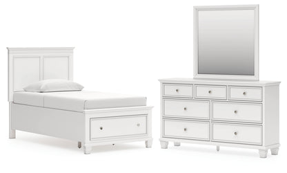 Fortman Twin Panel Storage Bed, Dresser and Mirror