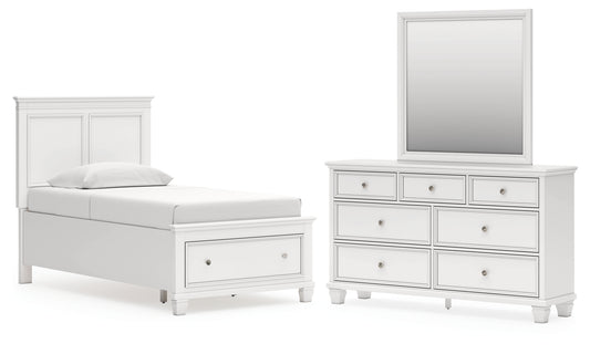 Fortman Twin Panel Storage Bed, Dresser and Mirror