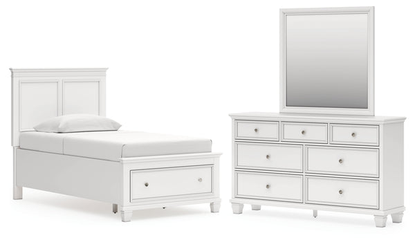 Fortman Twin Panel Storage Bed, Dresser and Mirror
