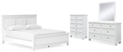 Fortman California King Panel Bed with Mirrored Dresser and Chest