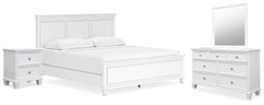 Fortman King Panel Bed with Mirrored Dresser and Nightstand