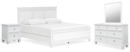 Fortman King Panel Bed with Mirrored Dresser and Nightstand